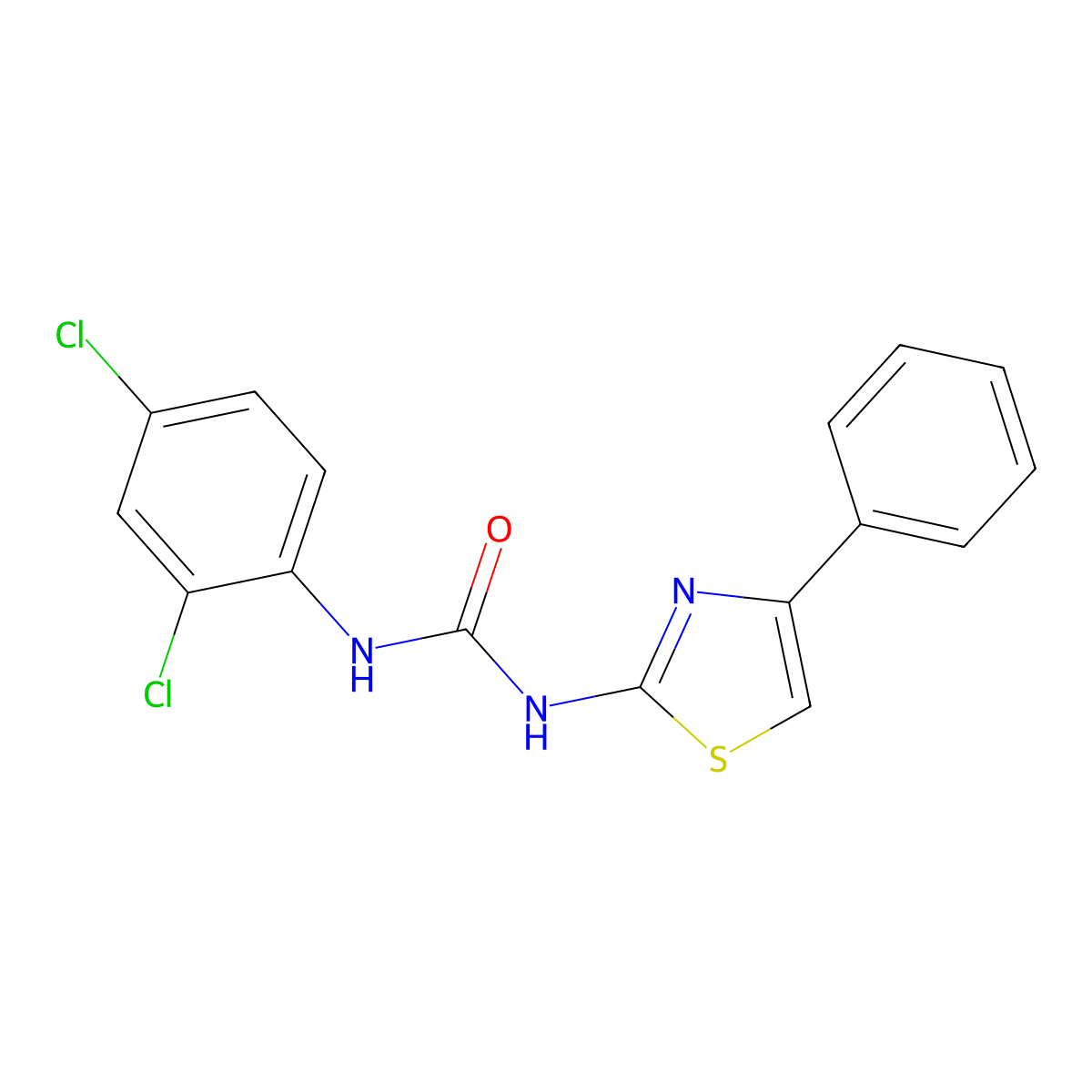 1-(2,4-Dichlorophenyl)-3-(4-phenyl-1,3-thiazol-2-yl)urea molecular structure, CAS 296265-02-6