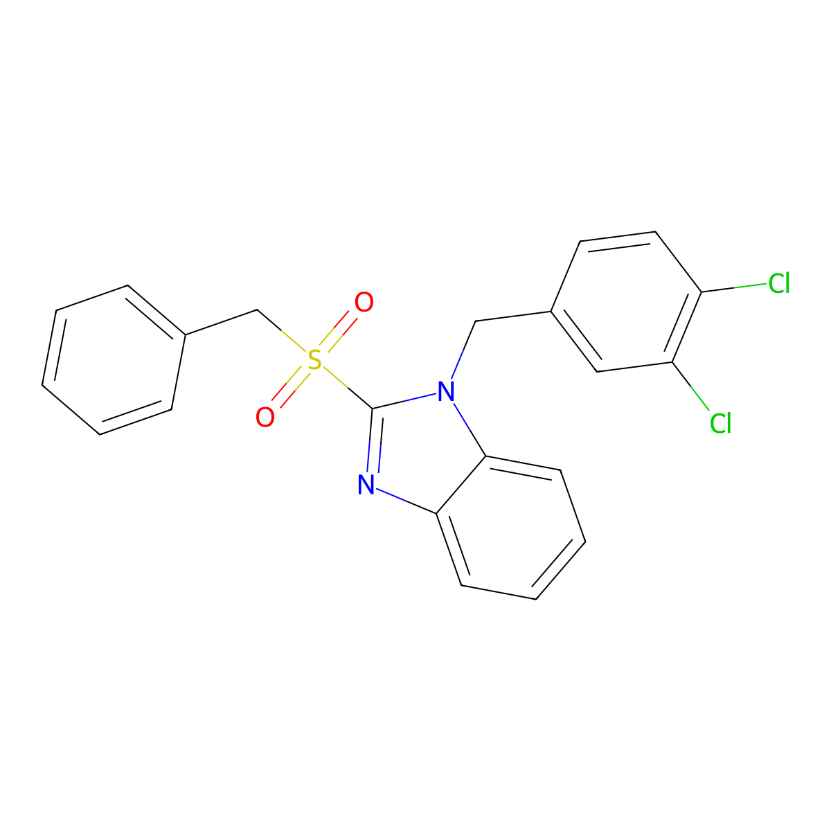 2-Benzylsulfonyl-1-[(3,4-dichlorophenyl)methyl]benzimidazole molecular structure, CAS 296265-31-1