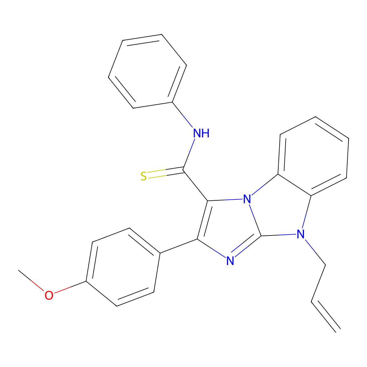 2-(4-methoxyphenyl)-N-phenyl-4-prop-2-enylimidazo[1,2-a]benzimidazole-1-carbothioamide molecular structure, CAS 296265-58-2