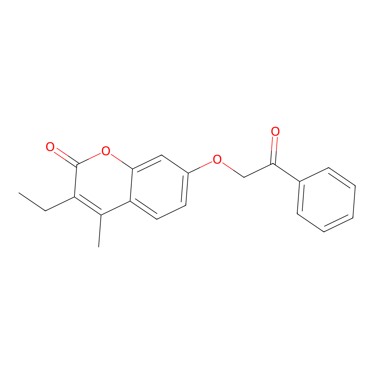 3-ethyl-4-methyl-7-(2-oxo-2-phenylethoxy)-2H-chromen-2-one molecular structure, CAS 296265-88-8