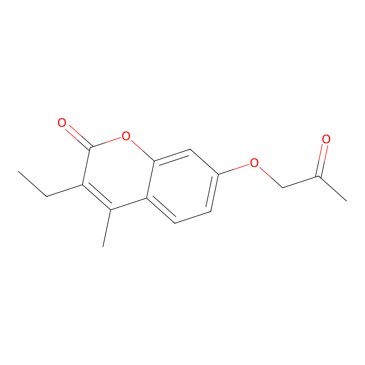 3-ethyl-4-methyl-7-(2-oxopropoxy)-2H-chromen-2-one molecular structure, CAS 296265-89-9