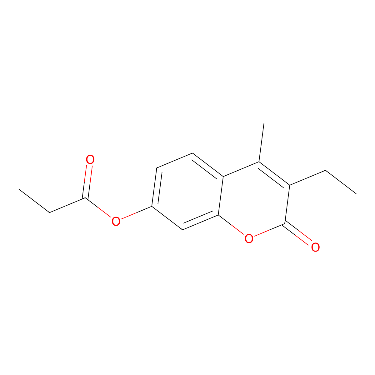 3-ethyl-4-methyl-2-oxo-2H-chromen-7-yl propanoate molecular structure, CAS 296265-94-6