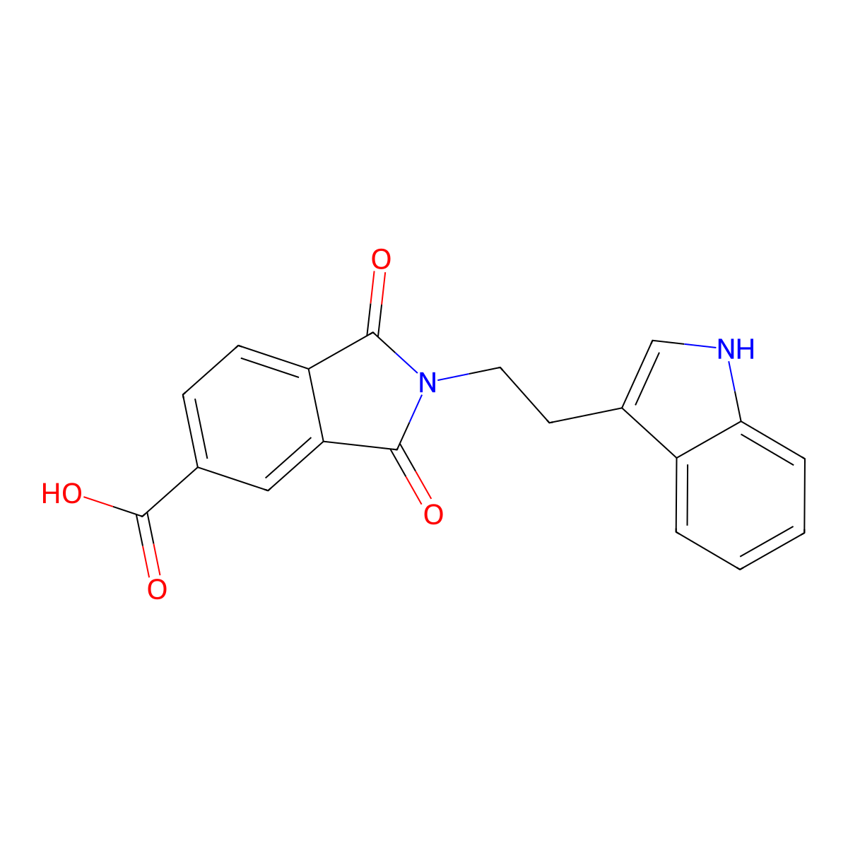 2-[2-(1H-indol-3-yl)ethyl]-1,3-dioxoisoindoline-5-carboxylic acid molecular structure, CAS 296266-01-8