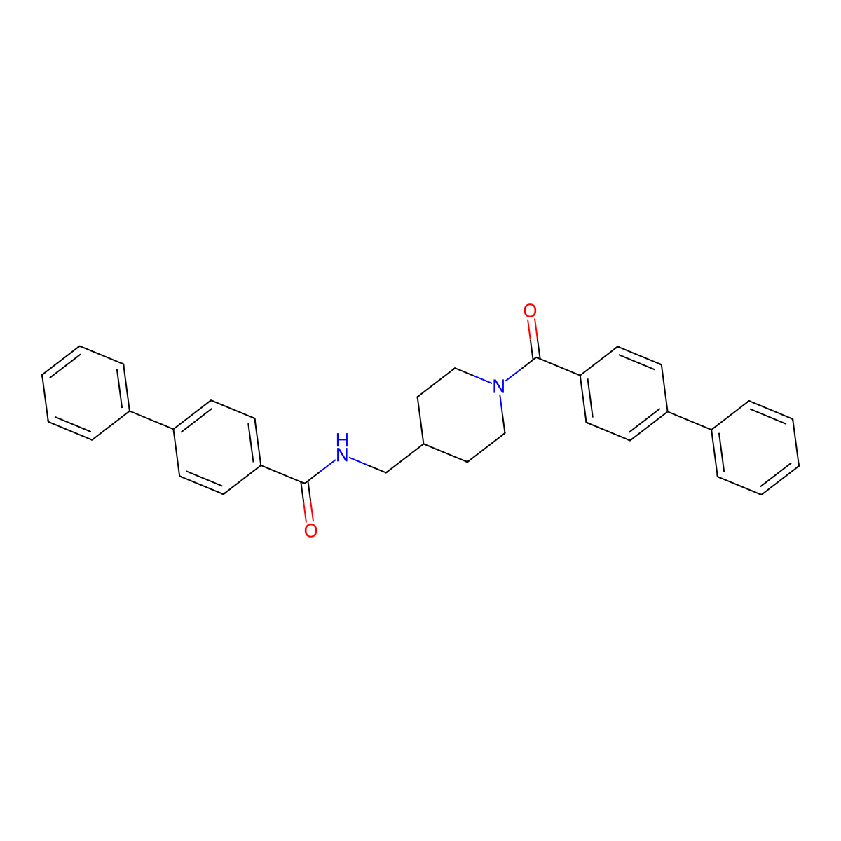4-phenyl-N-[[1-(4-phenylbenzoyl)piperidin-4-yl]methyl]benzamide molecular structure, CAS 296266-11-0