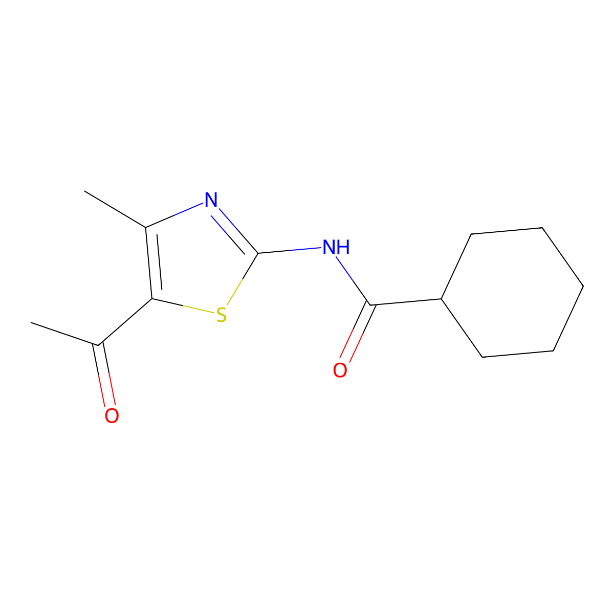 N-(5-acetyl-4-methyl-1,3-thiazol-2-yl)cyclohexanecarboxamide molecular structure, CAS 296266-15-4
