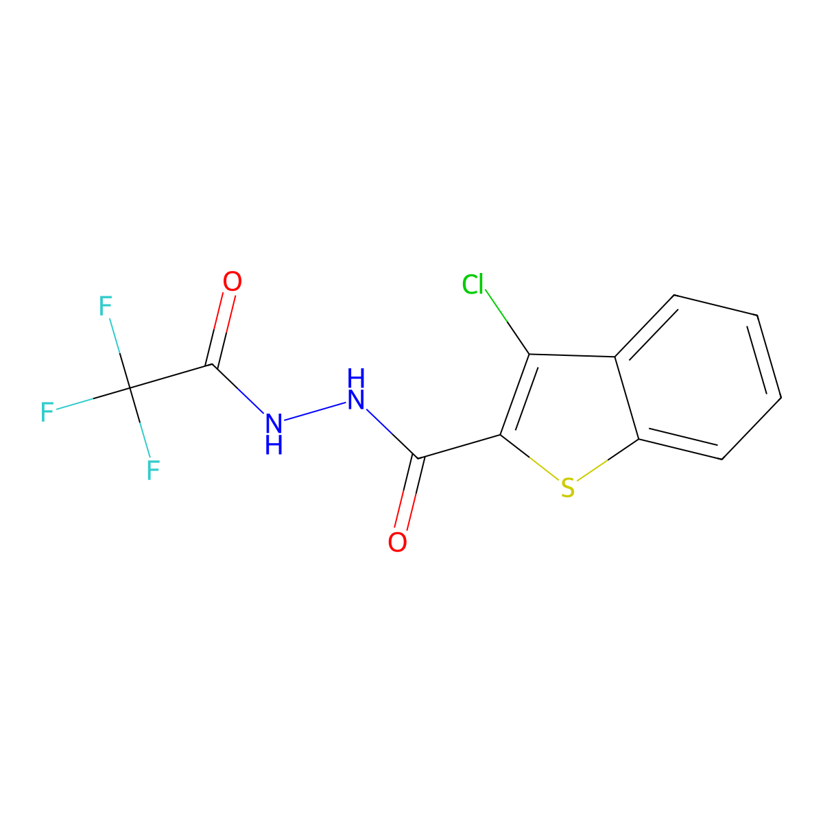 3-chloro-N'-(trifluoroacetyl)-1-benzothiophene-2-carbohydrazide molecular structure, CAS 296266-17-6
