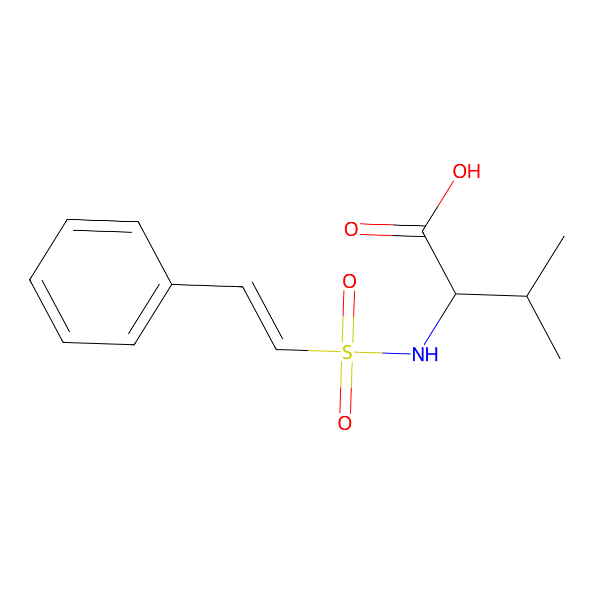 3-Methyl-2-(2-phenylethenesulfonamido)butanoic acid molecular structure, CAS 296266-36-9