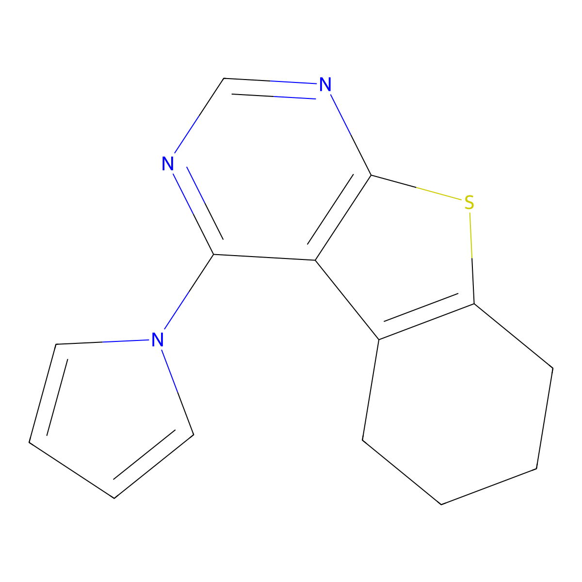4-(1H-pyrrol-1-yl)-5,6,7,8-tetrahydro[1]benzothieno[2,3-d]pyrimidine molecular structure, CAS 296266-66-5