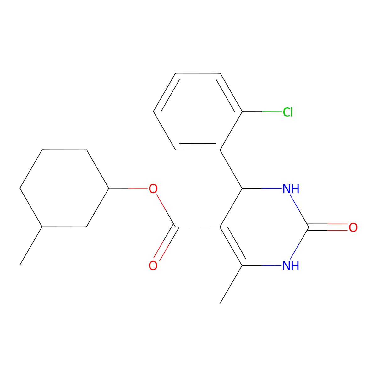 3-Methylcyclohexyl 4-(2-chlorophenyl)-6-methyl-2-oxo-1,2,3,4-tetrahydropyrimidine-5-carboxylate molecular structure, CAS 296266-85-8