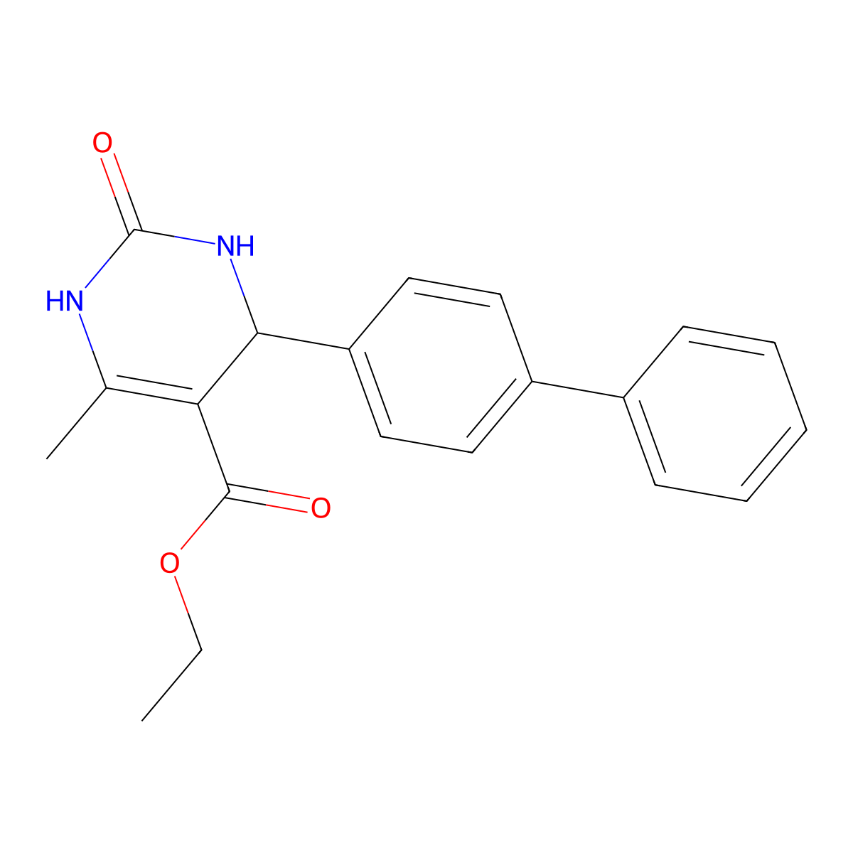 Ethyl 4-(biphenyl-4-yl)-6-methyl-2-oxo-1,2,3,4-tetrahydropyrimidine-5-carboxylate molecular structure, CAS 296266-90-5