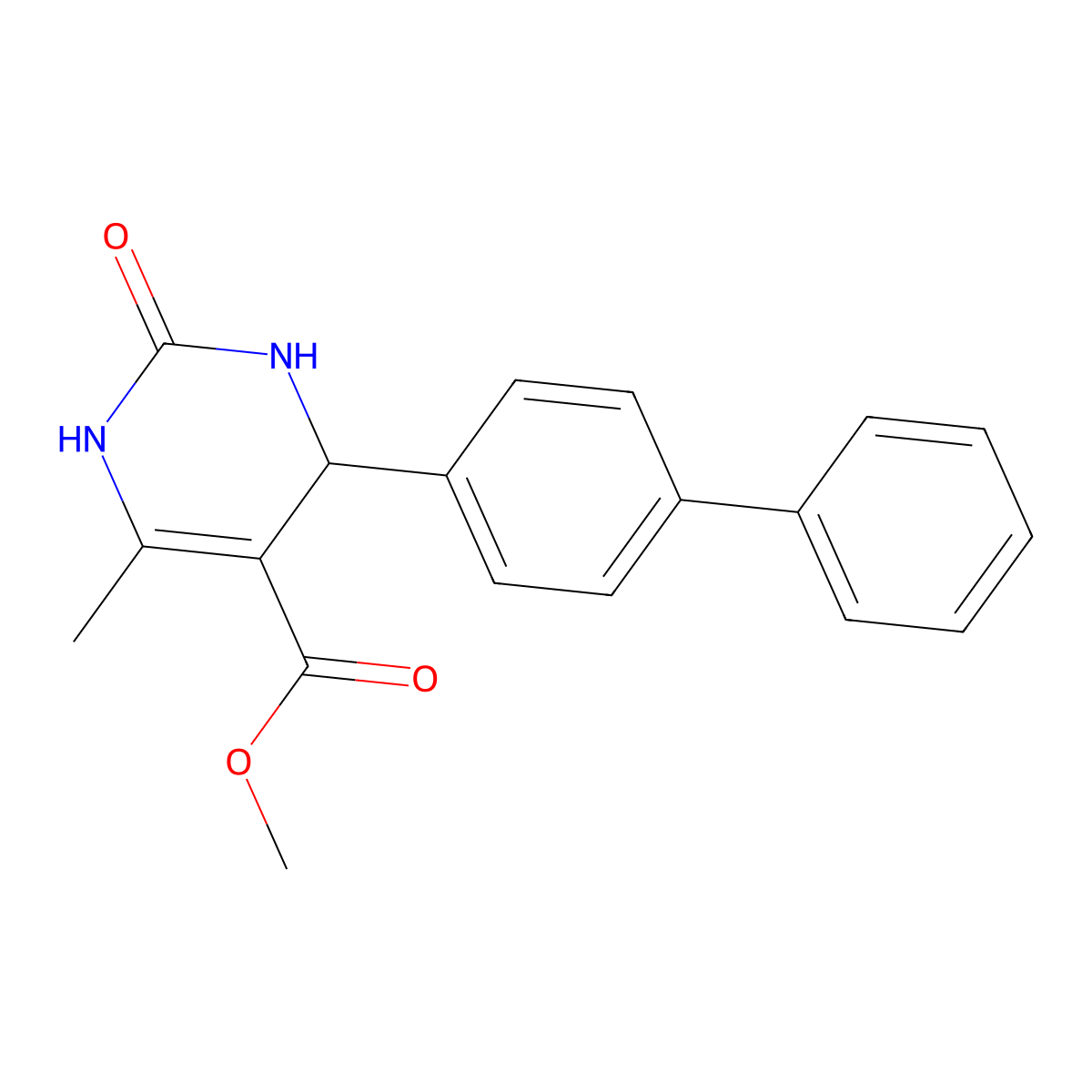 Methyl 4-(biphenyl-4-yl)-6-methyl-2-oxo-1,2,3,4-tetrahydropyrimidine-5-carboxylate molecular structure, CAS 296266-91-6