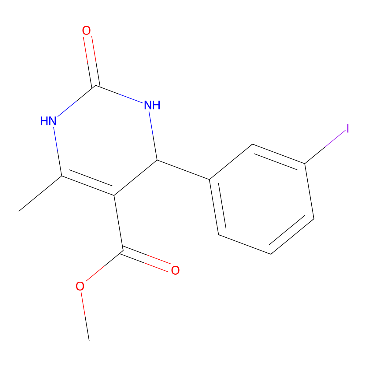 Methyl 4-(3-iodophenyl)-6-methyl-2-oxo-1,2,3,4-tetrahydropyrimidine-5-carboxylate molecular structure, CAS 296266-95-0