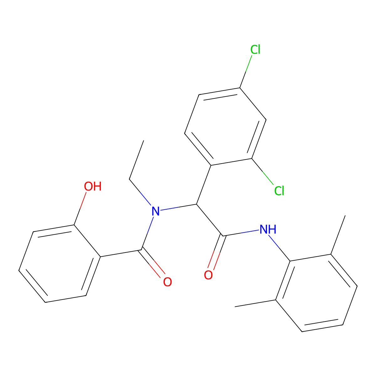 N-{1-(2,4-dichlorophenyl)-2-[(2,6-dimethylphenyl)amino]-2-oxoethyl}-N-ethyl-2-hydroxybenzamide molecular structure, CAS 296267-26-0