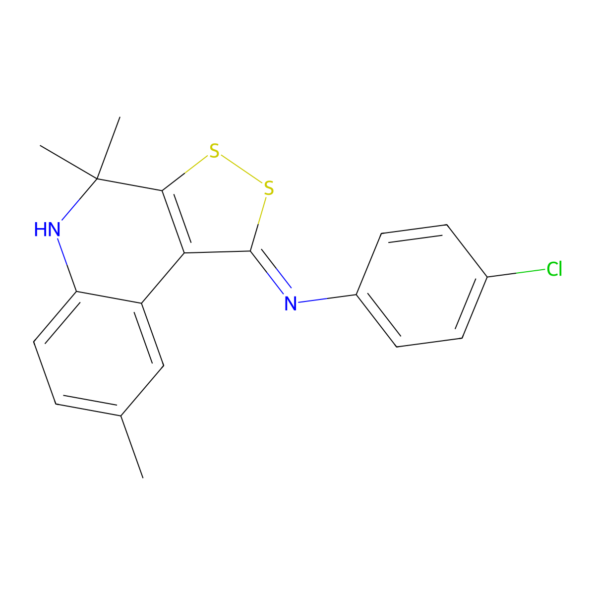 4-chloro-N-[(1Z)-4,4,8-trimethyl-4,5-dihydro-1H-[1,2]dithiolo[3,4-c]quinolin-1-ylidene]aniline molecular structure, CAS 296271-87-9