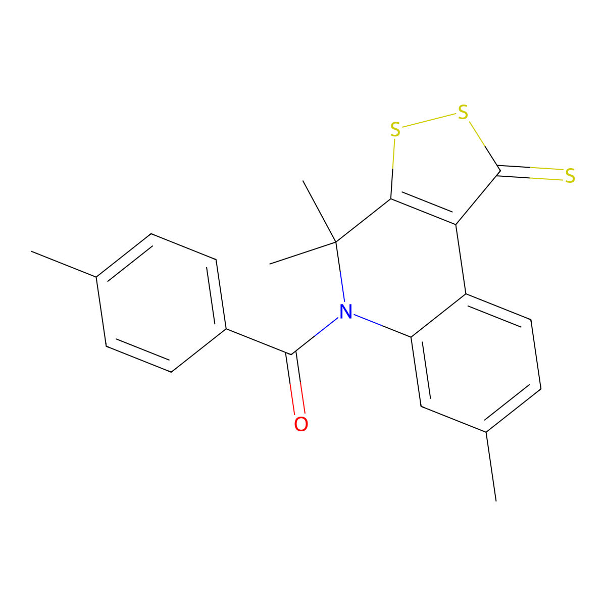 (4-methylphenyl)(4,4,7-trimethyl-1-thioxo-1,4-dihydro-5H-[1,2]dithiolo[3,4-c]quinolin-5-yl)methanone molecular structure, CAS 296272-10-1