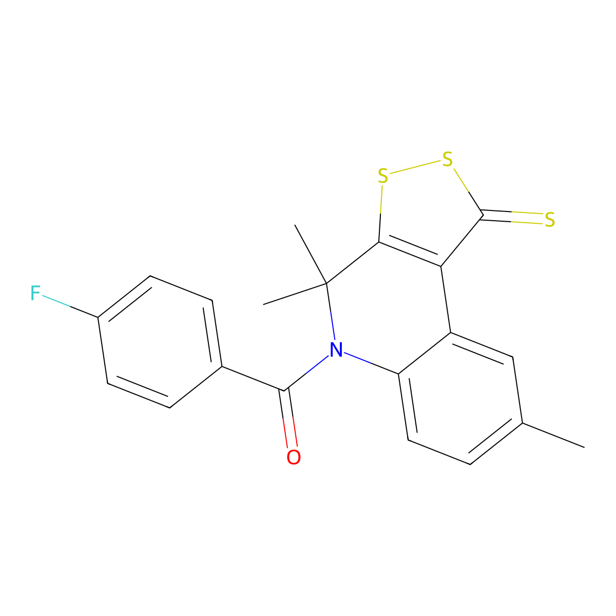 5-(4-fluorobenzoyl)-4,4,8-trimethyl-4,5-dihydro-1H-[1,2]dithiolo[3,4-c]quinoline-1-thione molecular structure, CAS 296272-11-2