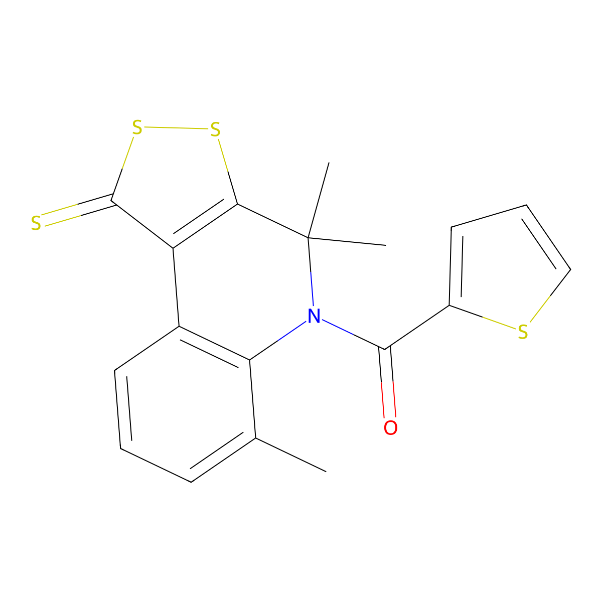 4,4,6-trimethyl-5-(2-thienylcarbonyl)-4,5-dihydro-1H-[1,2]dithiolo[3,4-c]quinoline-1-thione molecular structure, CAS 296272-15-6