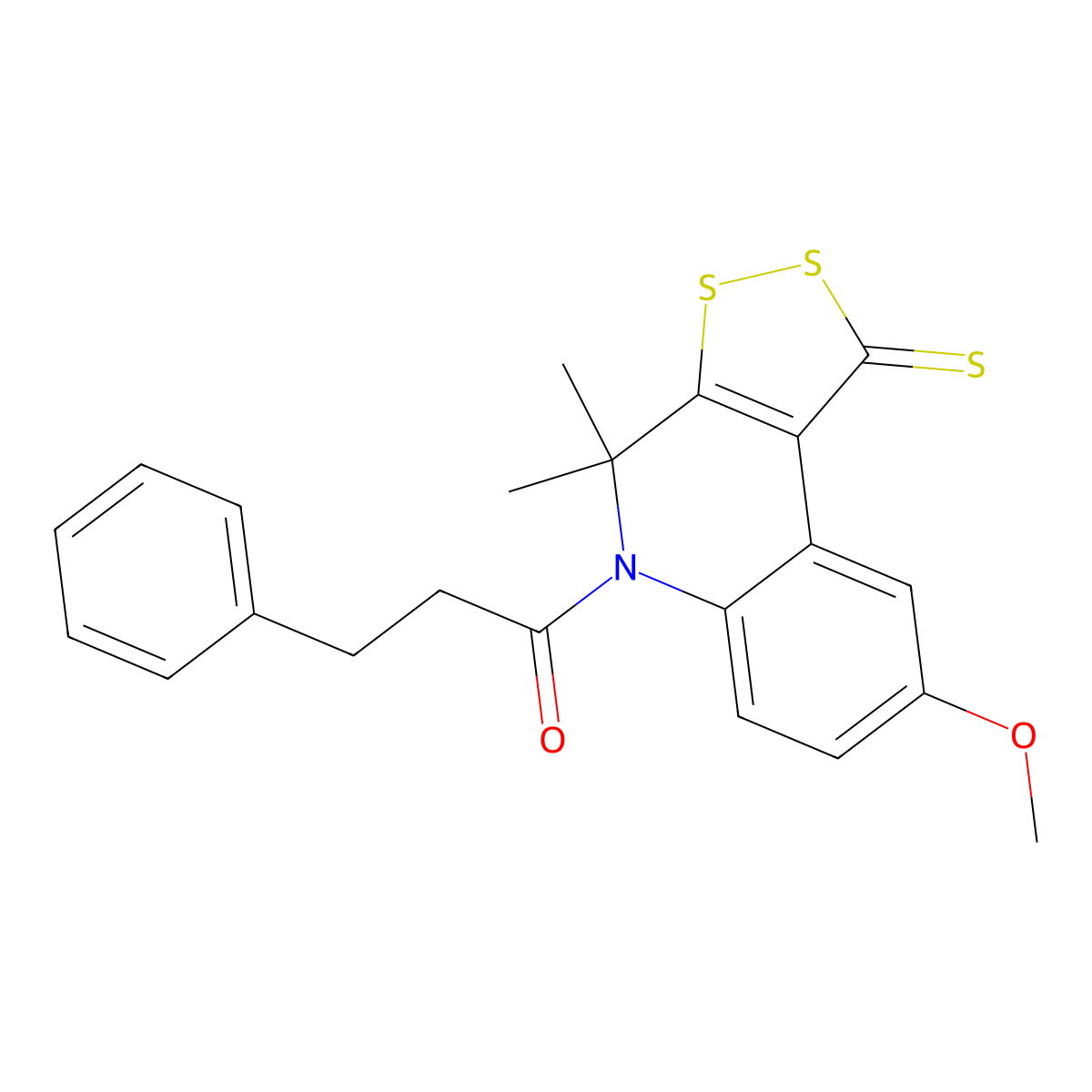 8-methoxy-4,4-dimethyl-5-(3-phenylpropanoyl)-4,5-dihydro-1H-[1,2]dithiolo[3,4-c]quinoline-1-thione molecular structure, CAS 296272-17-8