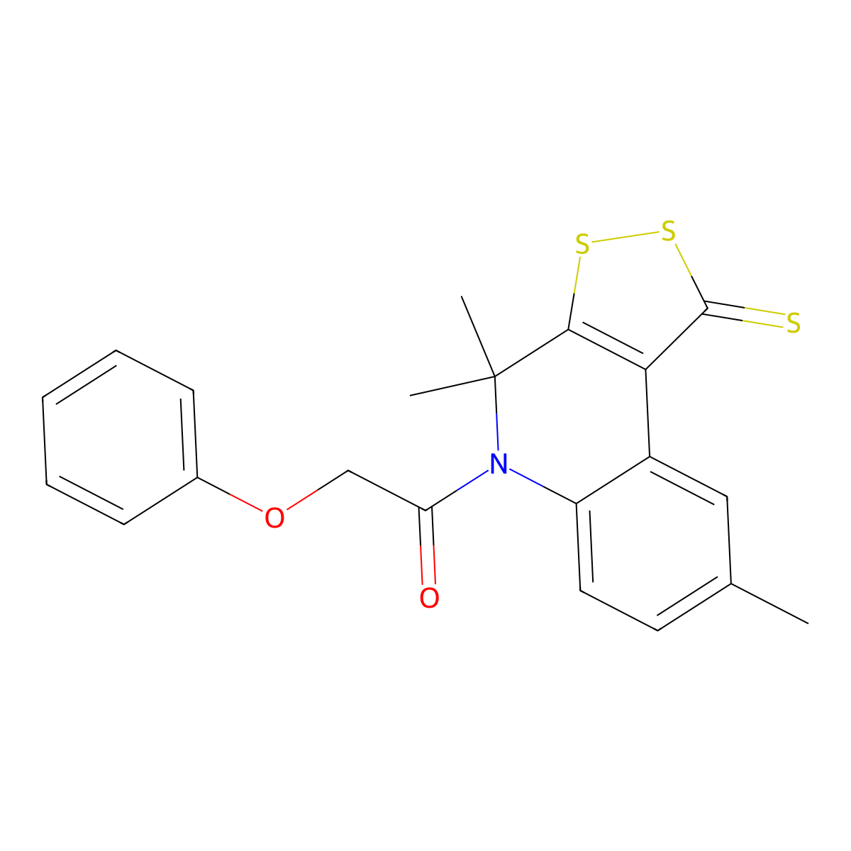 2-phenoxy-1-(4,4,8-trimethyl-1-thioxo-1,4-dihydro-5H-[1,2]dithiolo[3,4-c]quinolin-5-yl)ethanone molecular structure, CAS 296272-19-0