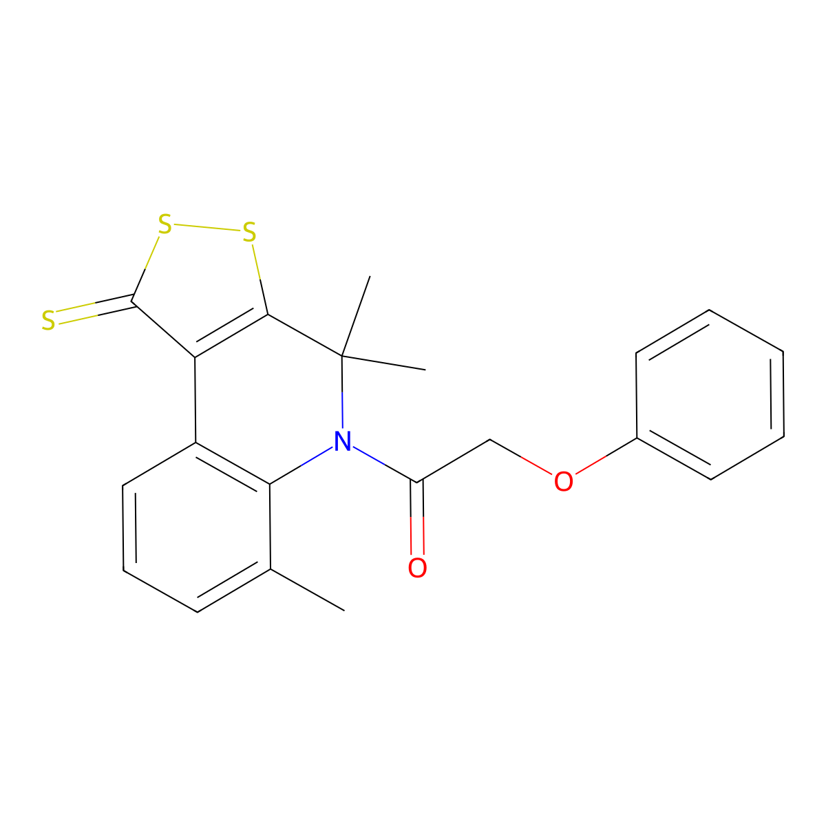 2-phenoxy-1-(4,4,6-trimethyl-1-thioxo-1,4-dihydro-5H-[1,2]dithiolo[3,4-c]quinolin-5-yl)ethanone molecular structure, CAS 296272-20-3