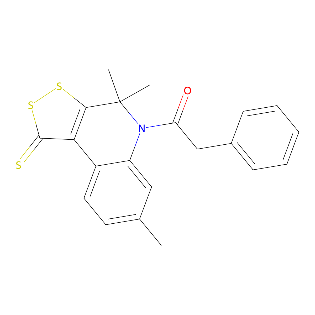 4,4,7-trimethyl-5-(phenylacetyl)-4,5-dihydro-1H-[1,2]dithiolo[3,4-c]quinoline-1-thione molecular structure, CAS 296272-28-1