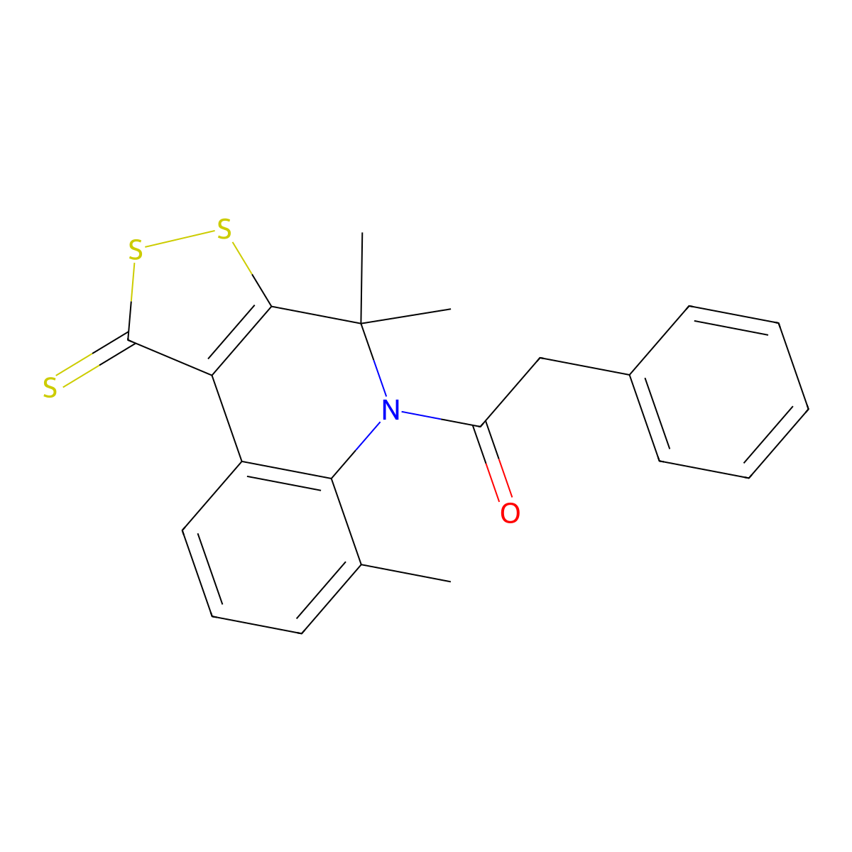 4,4,6-trimethyl-5-(phenylacetyl)-4,5-dihydro-1H-[1,2]dithiolo[3,4-c]quinoline-1-thione molecular structure, CAS 296272-29-2