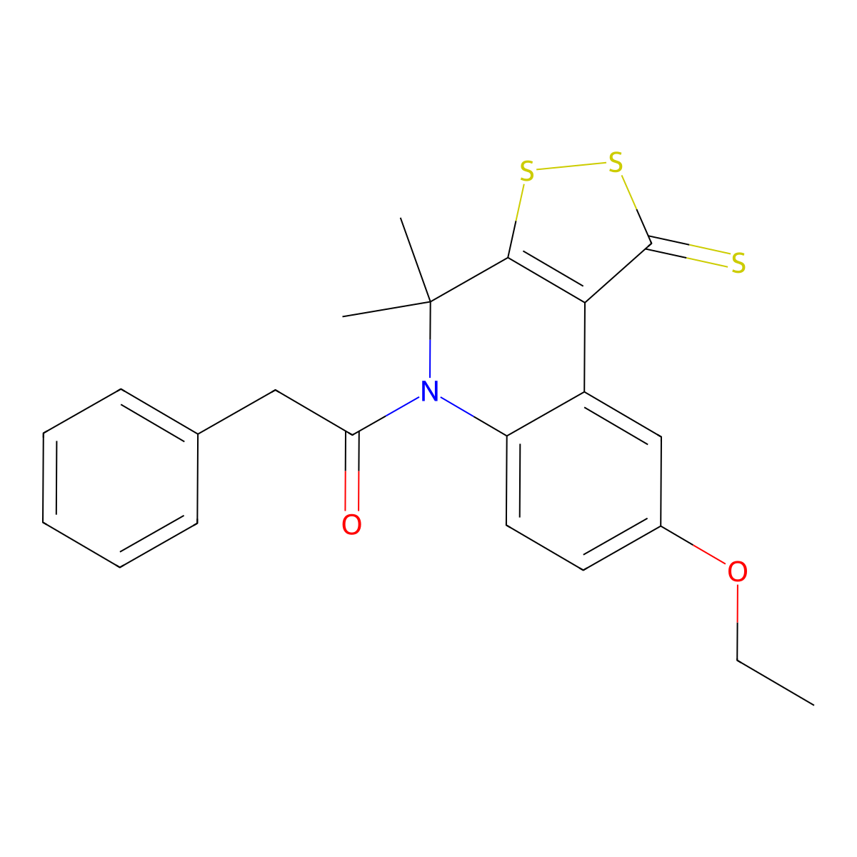 1-(8-ethoxy-4,4-dimethyl-1-thioxo-1,4-dihydro-5H-[1,2]dithiolo[3,4-c]quinolin-5-yl)-2-phenylethanone molecular structure, CAS 296272-30-5