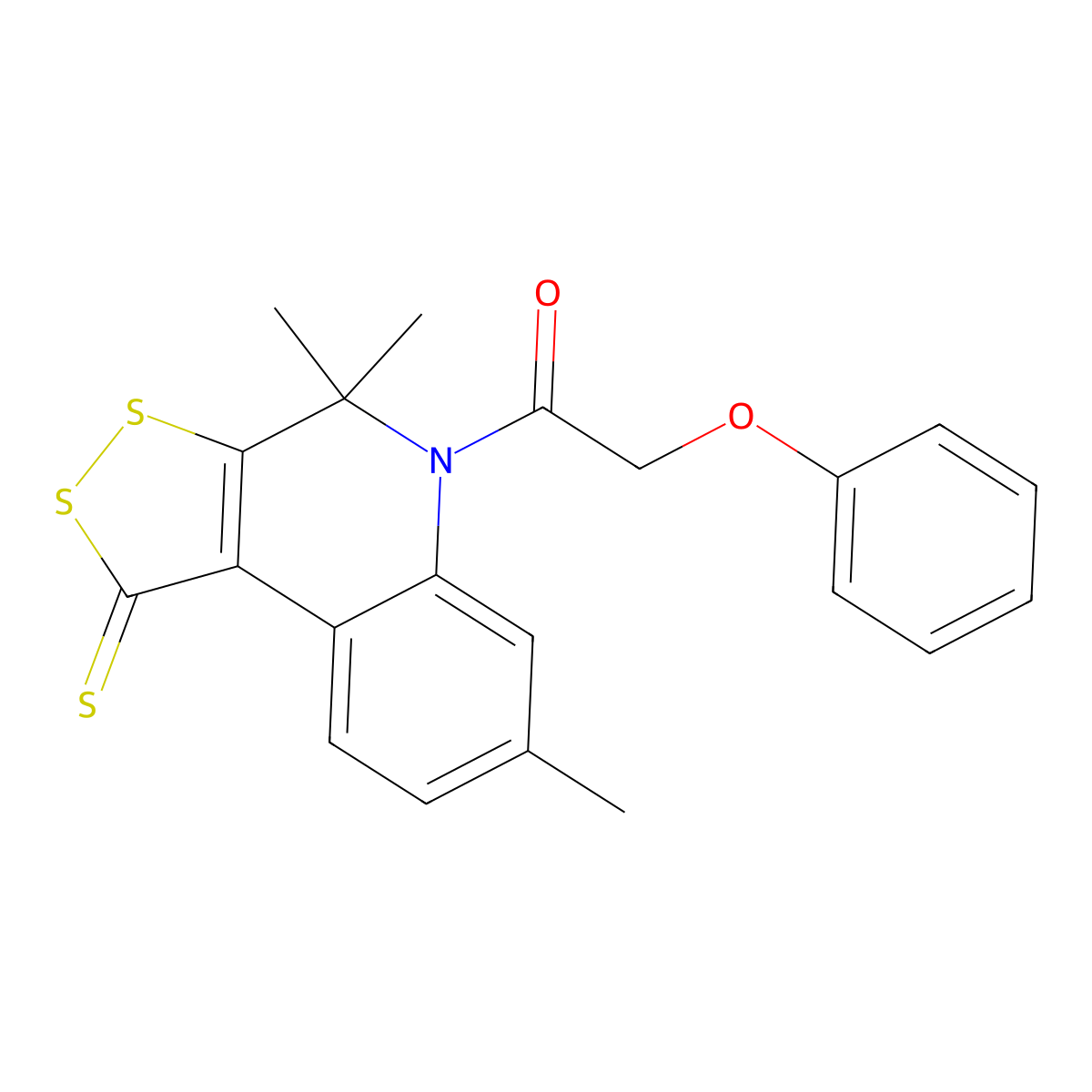 4,4,7-trimethyl-5-(phenoxyacetyl)-4,5-dihydro-1H-[1,2]dithiolo[3,4-c]quinoline-1-thione molecular structure, CAS 296272-32-7