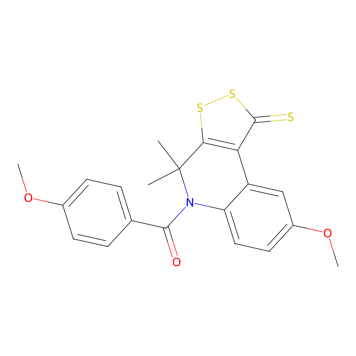 (8-Methoxy-4,4-dimethyl-1-sulfanylidenedithiolo[3,4-c]quinolin-5-yl)-(4-methoxyphenyl)methanone molecular structure, CAS 296272-47-4