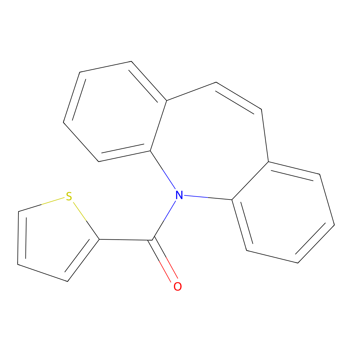 Benzo[b][1]benzazepin-11-yl(thiophen-2-yl)methanone molecular structure, CAS 296272-50-9