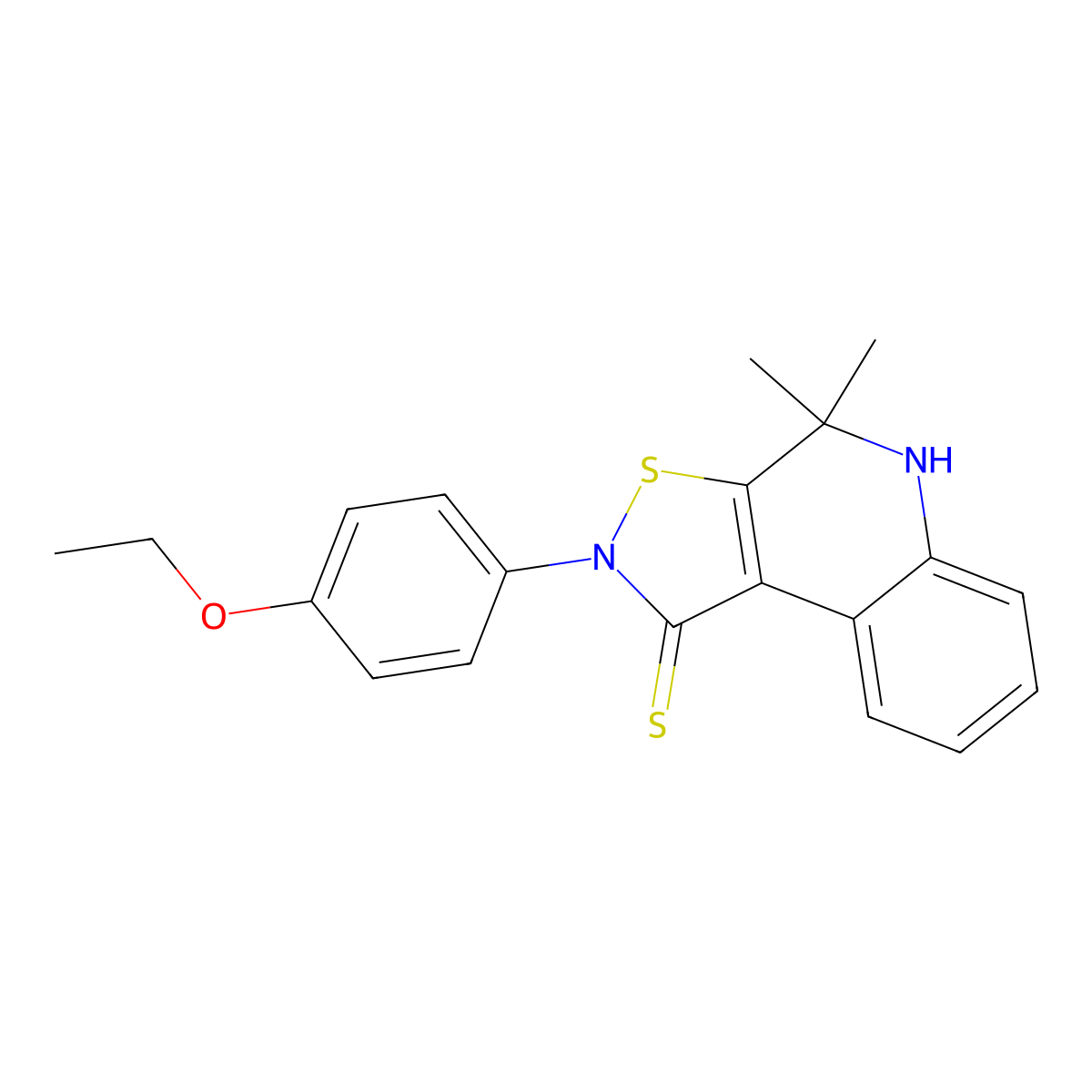 2-(4-ethoxyphenyl)-4,4-dimethyl-5H-[1,2]thiazolo[5,4-c]quinoline-1-thione molecular structure, CAS 296272-58-7