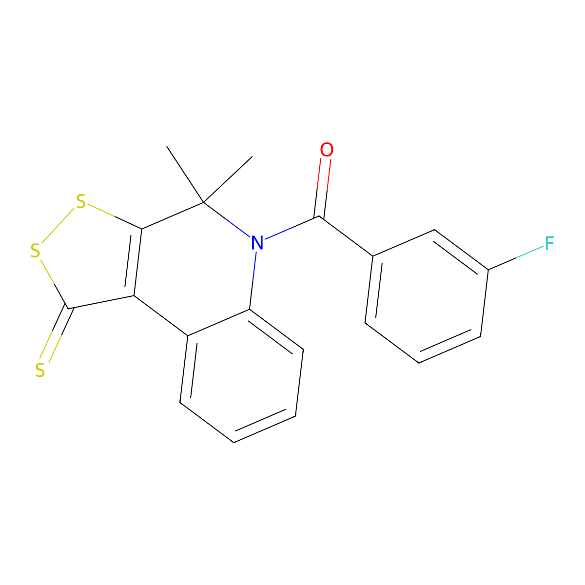 5-(3-fluorobenzoyl)-4,4-dimethyl-4,5-dihydro-1H-[1,2]dithiolo[3,4-c]quinoline-1-thione molecular structure, CAS 296272-76-9