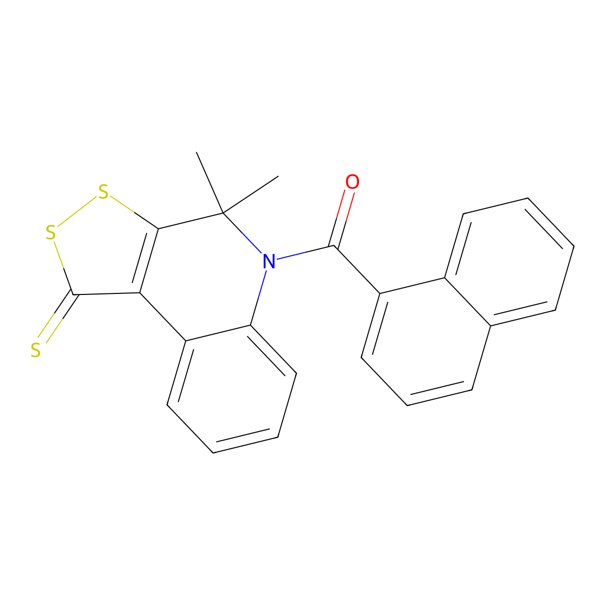 (4,4-dimethyl-1-thioxo-1,4-dihydro-5H-[1,2]dithiolo[3,4-c]quinolin-5-yl)(1-naphthyl)methanone molecular structure, CAS 296272-80-5