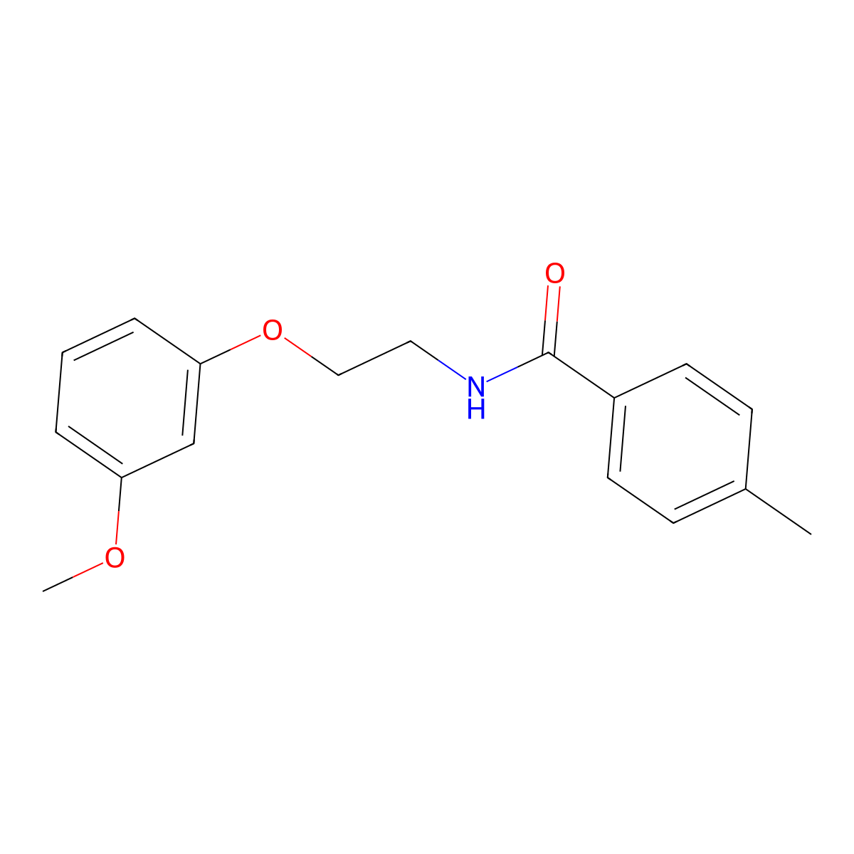 N-[2-(3-methoxyphenoxy)ethyl]-4-methylbenzamide molecular structure, CAS 296272-81-6