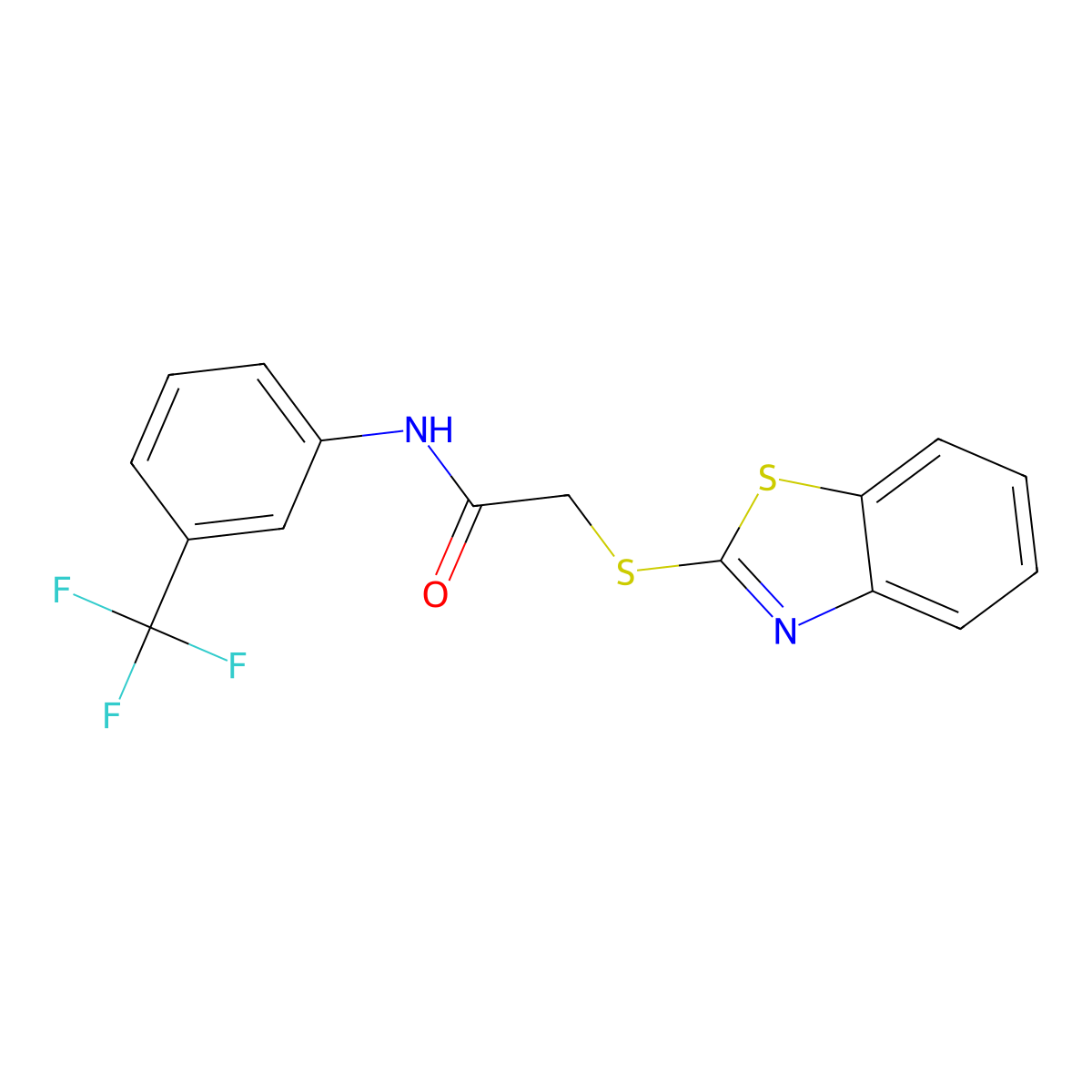 2-(1,3-benzothiazol-2-ylsulfanyl)-N-[3-(trifluoromethyl)phenyl]acetamide molecular structure, CAS 296273-03-5