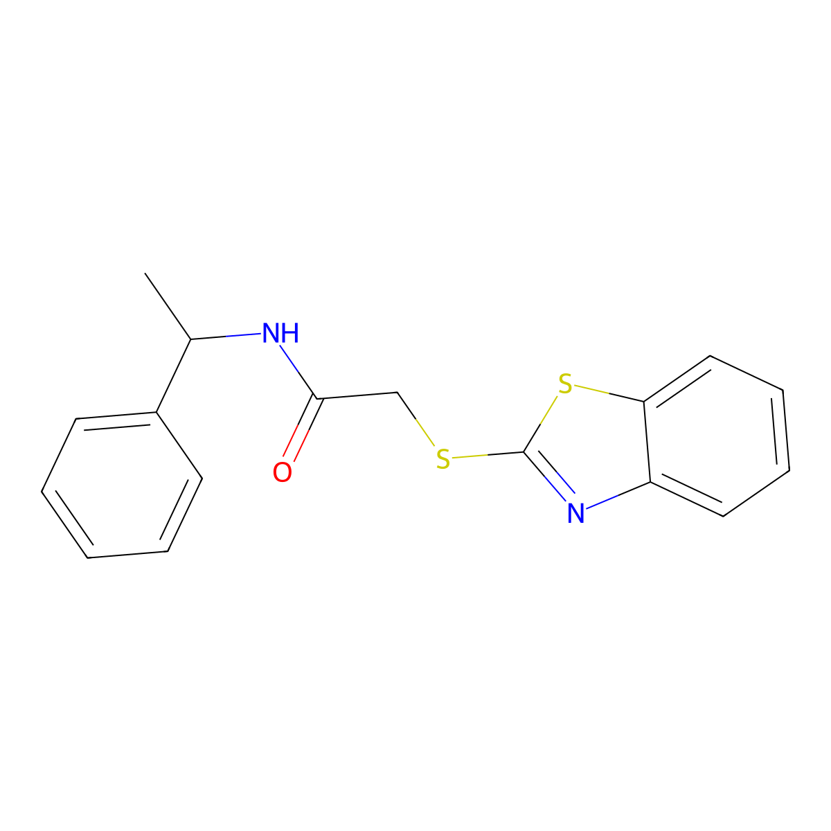 2-(1,3-benzothiazol-2-ylsulfanyl)-N-(1-phenylethyl)acetamide molecular structure, CAS 296273-20-6