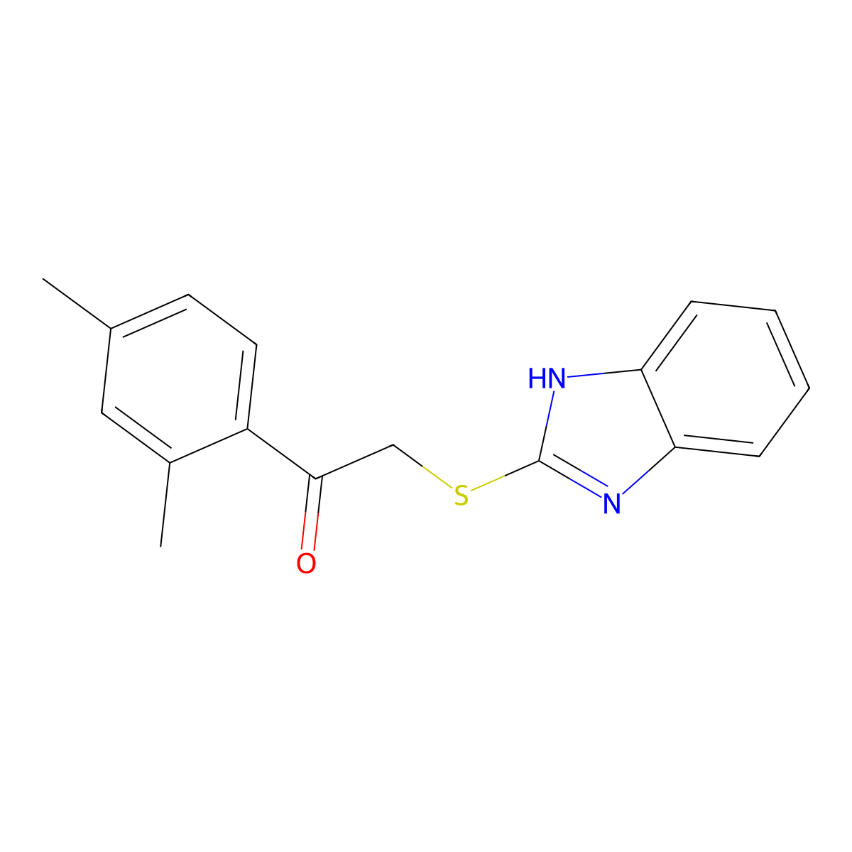 2-(1H-1,3-benzodiazol-2-ylsulfanyl)-1-(2,4-dimethylphenyl)ethan-1-one molecular structure, CAS 296273-29-5