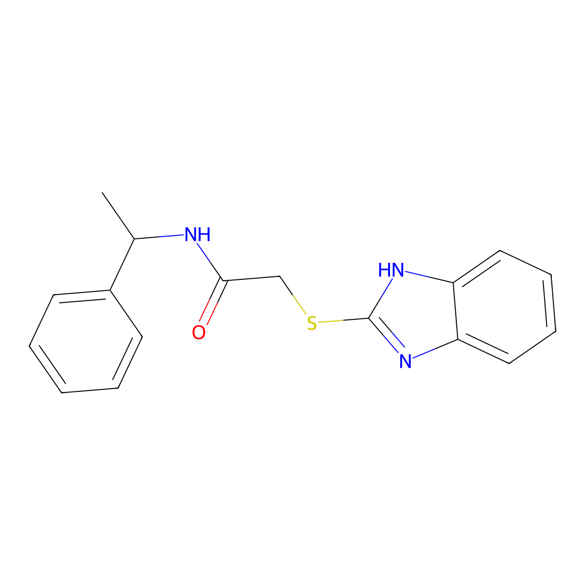 2-(1H-benzimidazol-2-ylsulfanyl)-N-(1-phenylethyl)acetamide molecular structure, CAS 296273-67-1