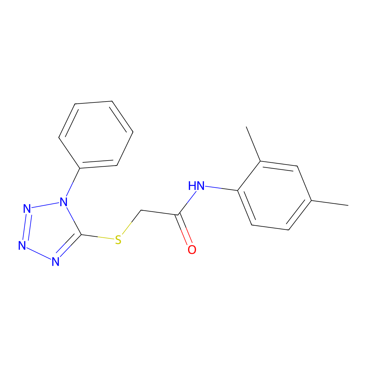 N-(2,4-dimethylphenyl)-2-[(1-phenyl-1H-tetrazol-5-yl)sulfanyl]acetamide molecular structure, CAS 296273-68-2