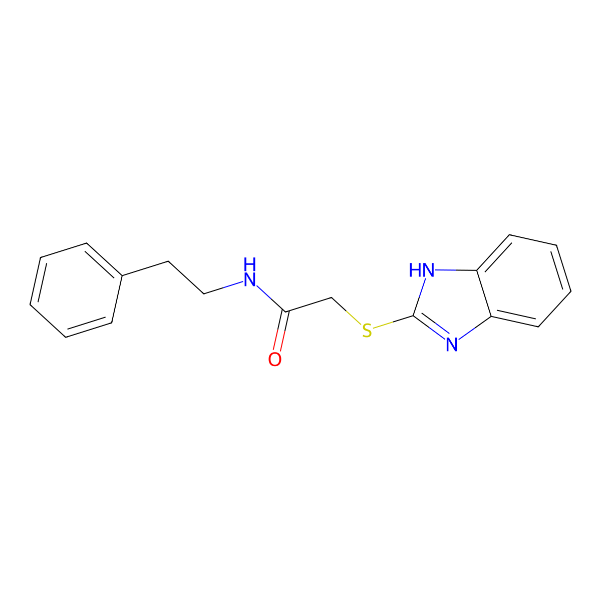2-(1H-benzimidazol-2-ylsulfanyl)-N-(2-phenylethyl)acetamide molecular structure, CAS 296273-70-6