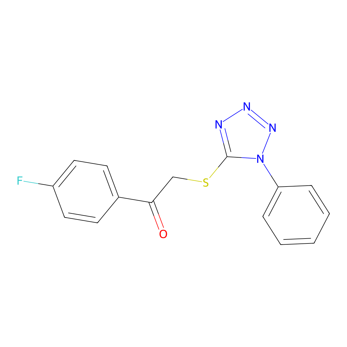 Tetrazole, 1-phenyl-5-(4-fluorobenzoylmethylthio)- molecular structure, CAS 296273-83-1