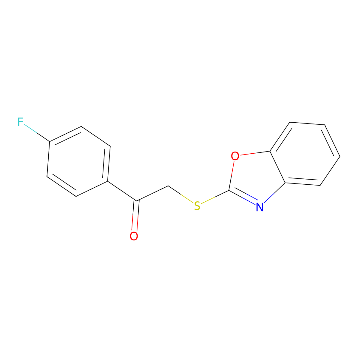 2-(1,3-Benzoxazol-2-ylsulfanyl)-1-(4-fluorophenyl)ethanone molecular structure, CAS 296273-84-2