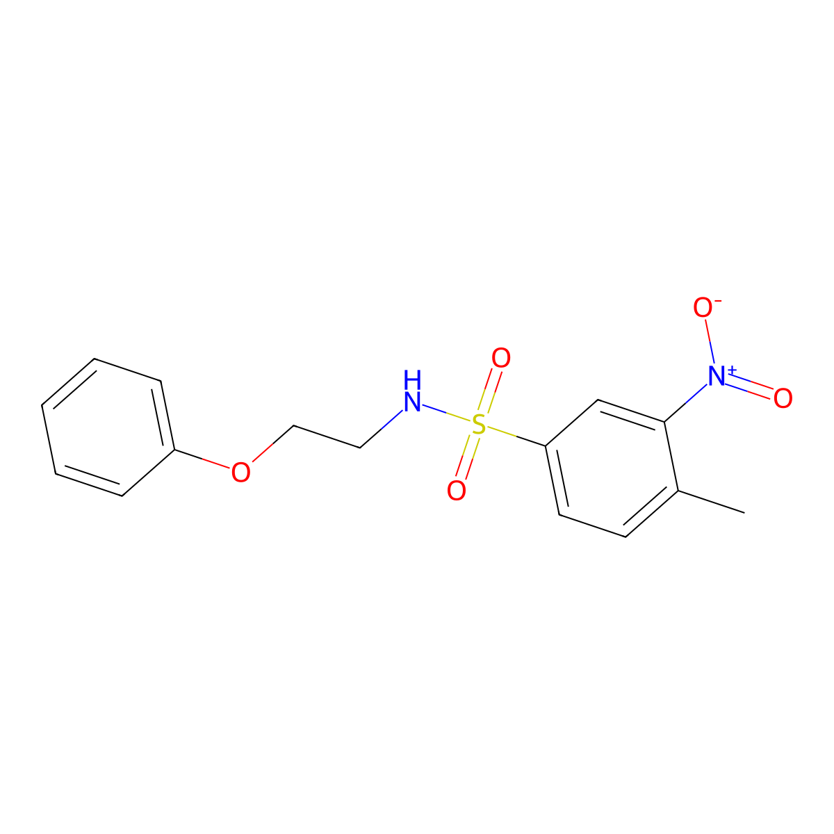 4-methyl-3-nitro-N-(2-phenoxyethyl)benzenesulfonamide molecular structure, CAS 296273-90-0