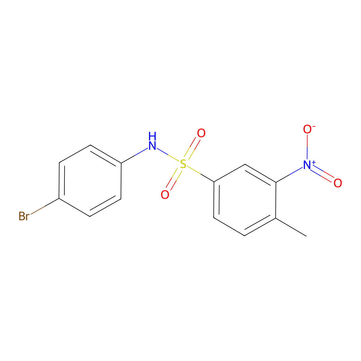N-(4-bromophenyl)-4-methyl-3-nitrobenzenesulfonamide molecular structure, CAS 296273-91-1