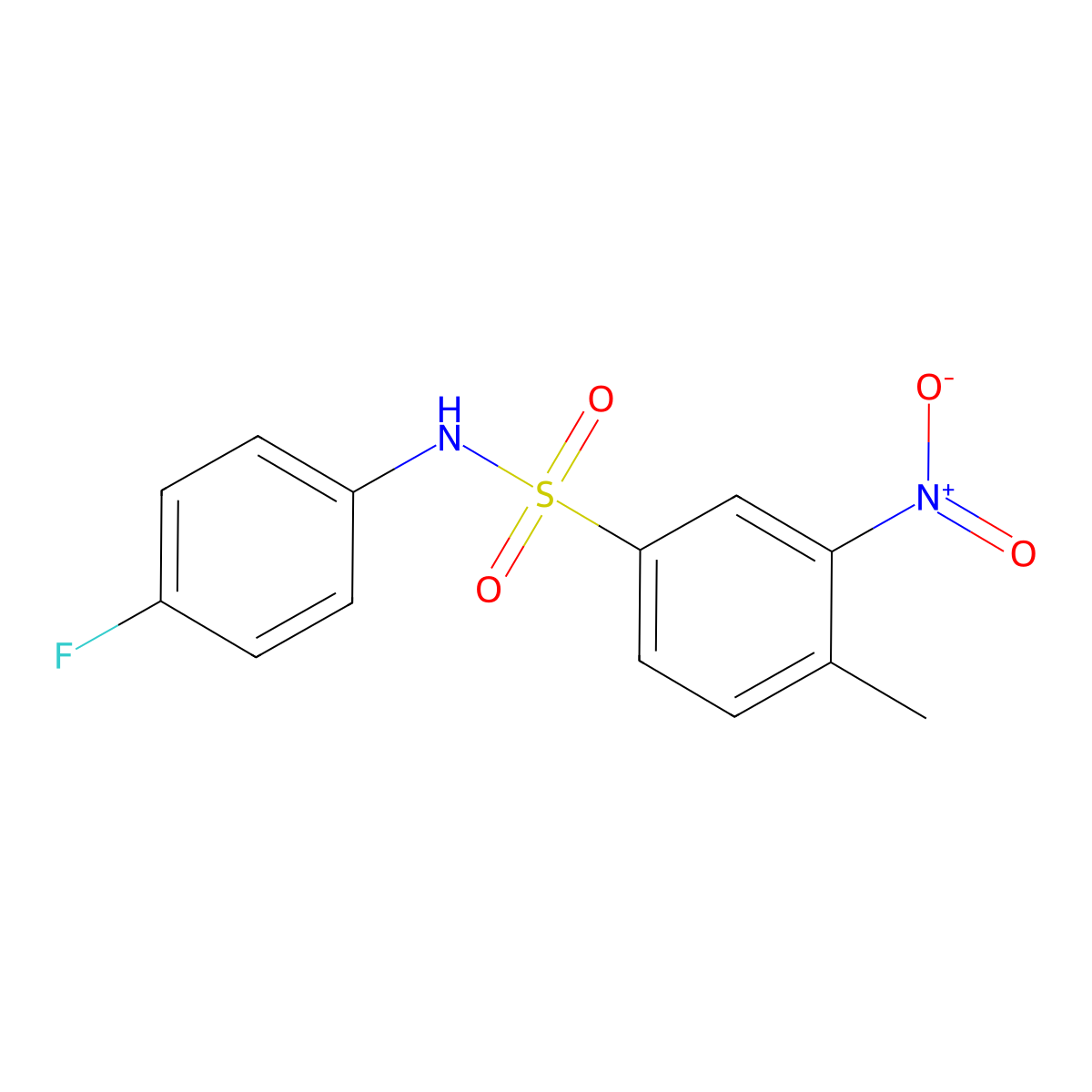 N-(4-fluorophenyl)-4-methyl-3-nitrobenzenesulfonamide molecular structure, CAS 296274-00-5