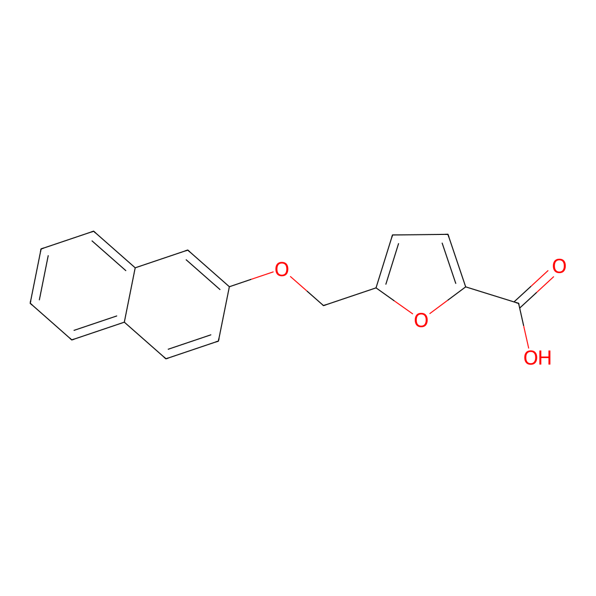 5-[(2-Naphthalenyloxy)methyl]-2-furancarboxylic acid molecular structure, CAS 296274-02-7