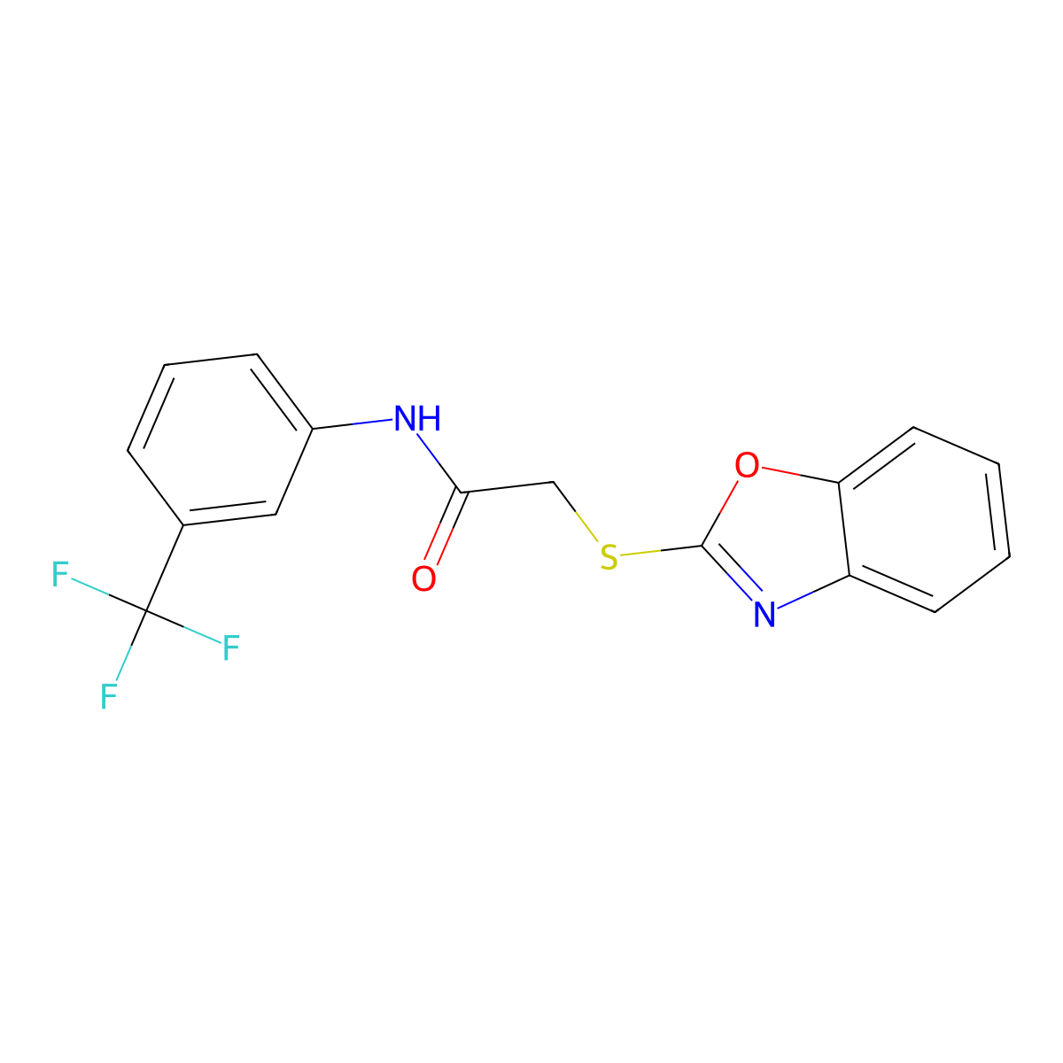 2-(1,3-benzoxazol-2-ylsulfanyl)-N-[3-(trifluoromethyl)phenyl]acetamide molecular structure, CAS 296274-36-7