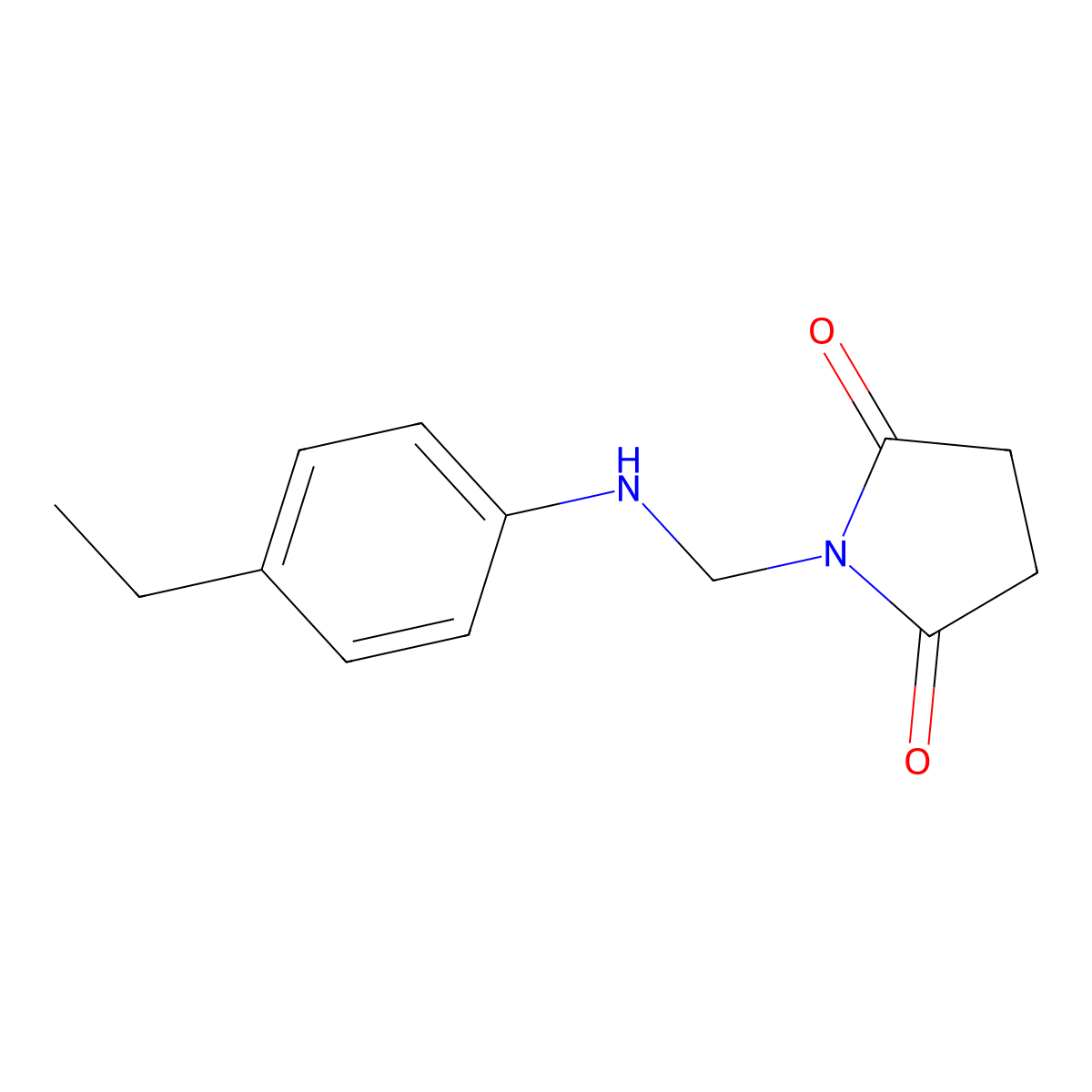 1-(((4-Ethylphenyl)amino)methyl)pyrrolidine-2,5-dione molecular structure, CAS 296274-64-1