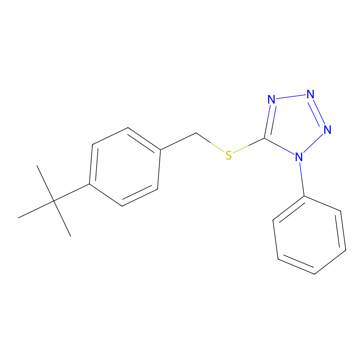 5-[(4-Tert-butylphenyl)methylsulfanyl]-1-phenyltetrazole molecular structure, CAS 296274-75-4