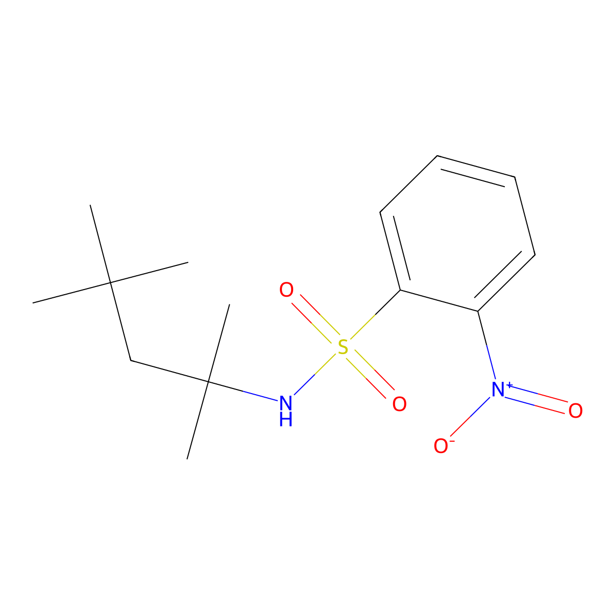 2-nitro-N-(2,4,4-trimethylpentan-2-yl)benzene-1-sulfonamide molecular structure, CAS 296274-79-8